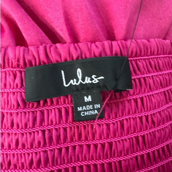 NWT Lulu's Magenta Barbie Pink Preppy Cutesy Corset Peplum Crop Top Medium - Picture 7 of 10